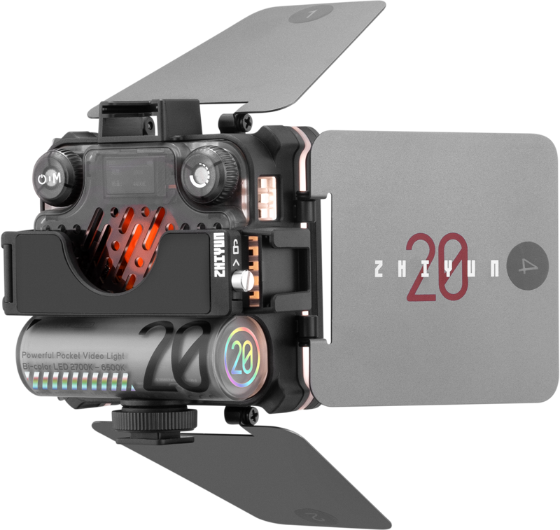 Zhiyun Fiveray M20 Combo Lampa LED Portabila, Putere 20W, Bi-Color, CCT 2700K-6500K, Voleti, Grid - imagine 2