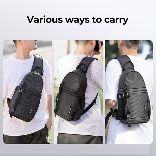 Geantă tip sling K&F Concept Beta Series, 10L, neagră, ideală pentru camere foto și accesorii. - imagine 3
