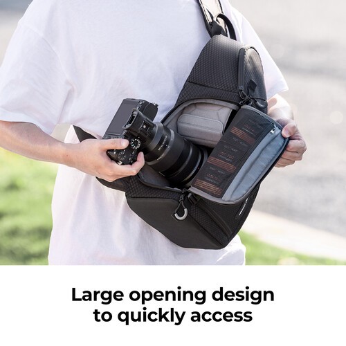 Geantă tip sling K&F Concept Beta Series, 10L, neagră, ideală pentru camere foto și accesorii. - imagine 5