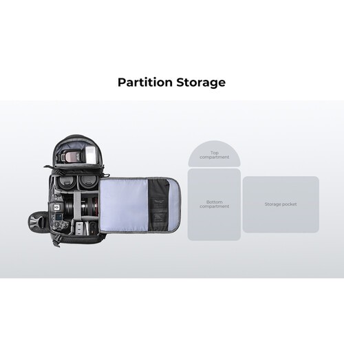 Geantă tip sling K&F Concept Beta Series, 10L, neagră, ideală pentru camere foto și accesorii. - imagine 6