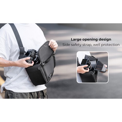Geantă tip sling K&F Concept Beta Series, 10L, neagră, ideală pentru camere foto și accesorii. - imagine 8