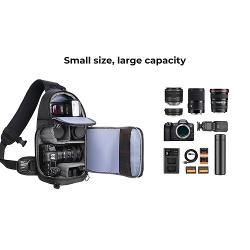 Geantă tip sling K&F Concept Beta Series, 10L, neagră, ideală pentru camere foto și accesorii. - imagine 10