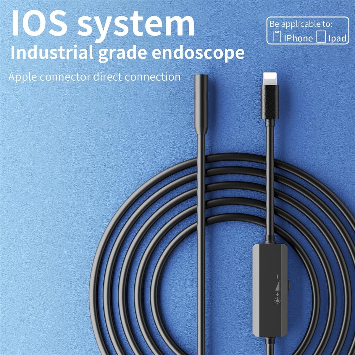 Endoscop industrial K&F, cameră de inspecție cu 8 LED-uri, compatibil cu iPhone, diametru 8mm, lungime 2m. - imagine 2