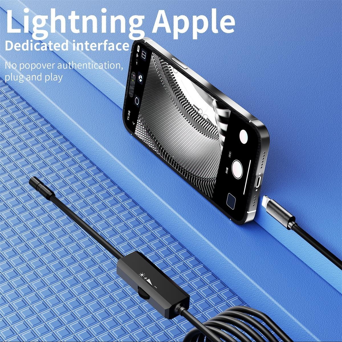 Endoscop industrial K&F, cameră de inspecție cu 8 LED-uri, compatibil cu iPhone, diametru 8mm, lungime 2m. - imagine 5