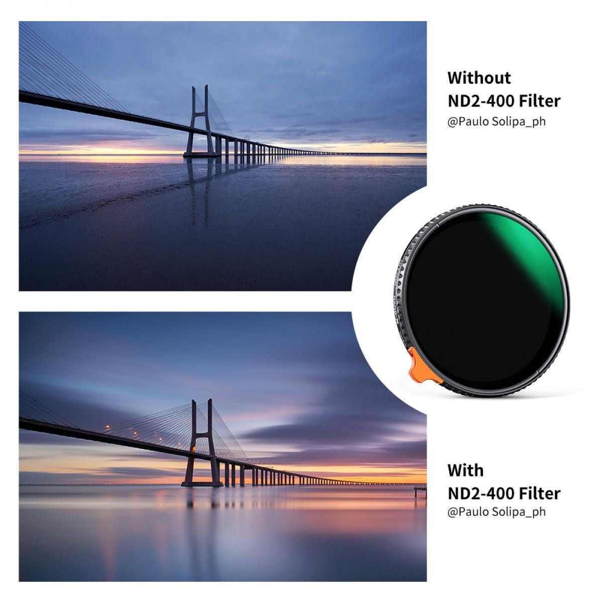 K&F Filtru 49mm Variable ND Filter ND2-ND400 (9 Stop), Filtru obiectiv ND variabil - imagine 3