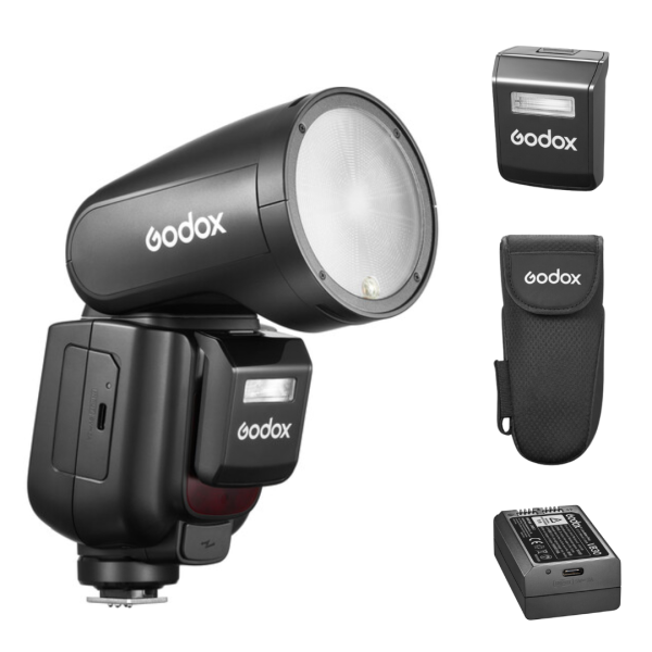 Blitz Godox V1Pro N pentru Nikon, Cap Rotund, 76Ws, i-TTL, HSS 1/8000s, Acumulator Li-Ion 2980mAh, Lampa Modelare LED