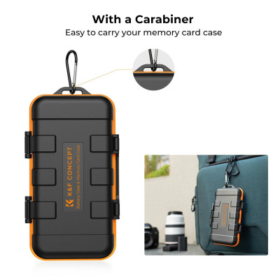 Avatar Shop|Geanta Protectie Baterii si Carduri Memorie K&F, Hardcase, Impermeabila, pentru 2 Baterii si 12 Carduri (SD/TF/CF sau XQD)|K&F Concept