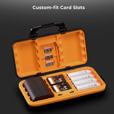 Avatar Shop|Geanta Protectie Baterii si Carduri Memorie K&F, Hardcase, Impermeabila, pentru 2 Baterii si 12 Carduri (SD/TF/CF sau XQD)|K&F Concept