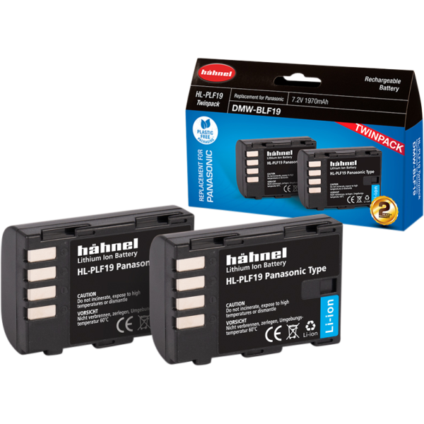 Hähnel Battery Panasonic HL-PLF19 / DMW-BLF19 Twin Pack, Acumulator, baterie dedicata camera foto DSLR mirrorless