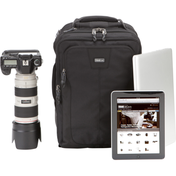 Ghiozdan aparat foto, obiective, flash, laptop, Think Tank Airport Commuter, Black