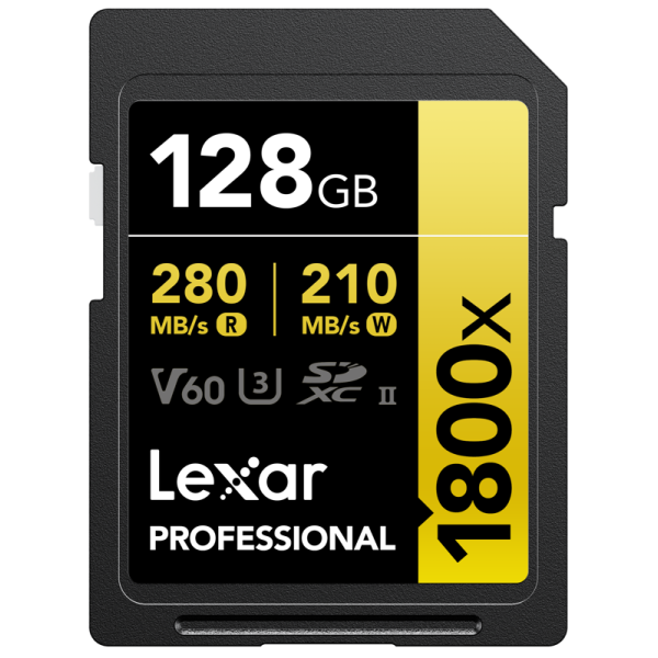 Lexar SDXC Pro 1800x U3 UHS-II R280/W210 (V60) 128GB, Card memorie