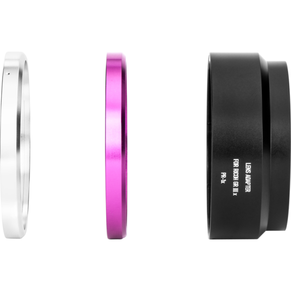NiSi Adaptor Obiectiv si Capace Inelare, Pentru Ricoh GR IIIx, Compatibil Filtru 49mm, Inel Rose Red, Inel Argintiu