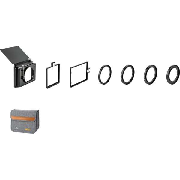 NiSi Matte Box C5 Starter Kit, Parasolar Cinema, Diametru 95mm, Rame Filtru 4x5.65 si 100x100mm, Inele Adaptoare 67-82mm