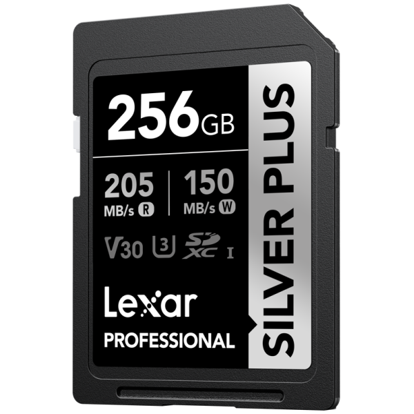 Lexar SDXC Professional SILVER Plus UHS-I/U3/A2/4K R205/W150 (V30) 256GB, Card memorie