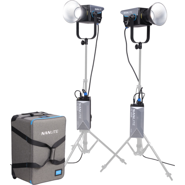 Nanlite FC-500B Kit 2 Lampi Video LED, Bi-Color, Putere 520W, 2700K-6500K, Montura Bowens, Sursa Separata, Trolley Case