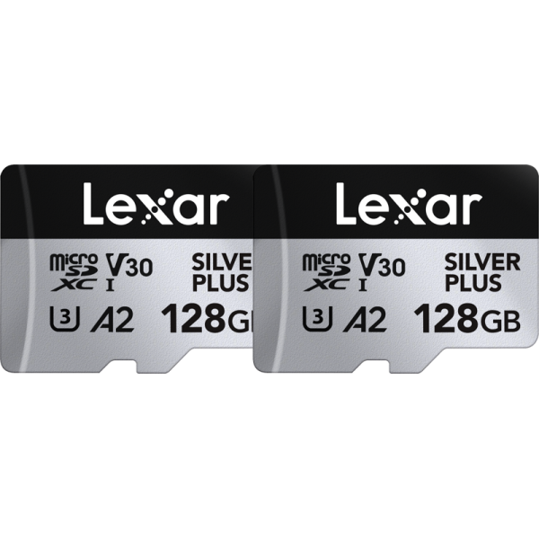 Lexar microSDXC Silver Plus 1066x UHS-I/U3/A2/4K R205/W150 (V30) 128GB - 2pack, Card memorie MicroSD