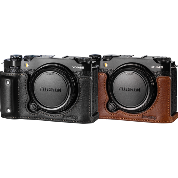SmallRig 4879 Camera Leather Half Case Kit for FUJIFILM X-M5 Black, Carcasa si curea piele camera foto video mirrorless