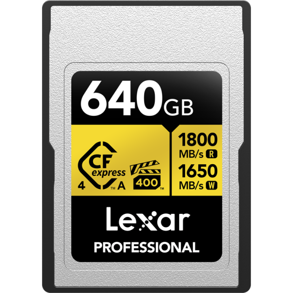 Lexar CFexpress 4.0 Pro Gold, VPG400, R1800/W1650 (Type A) 640GB, Card memorie CF Express