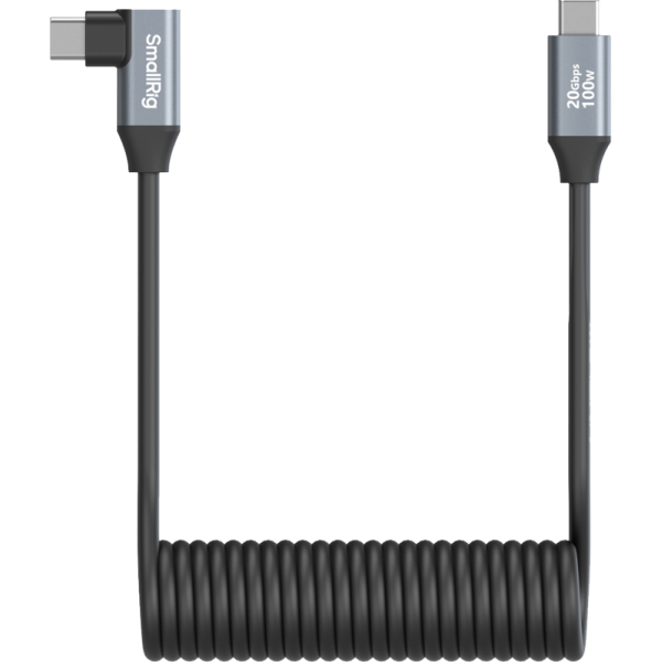 SmallRig 4792 USB-C Straight to USB-C Angled Coiled Data Cable, Cablu USB-C la USB-C