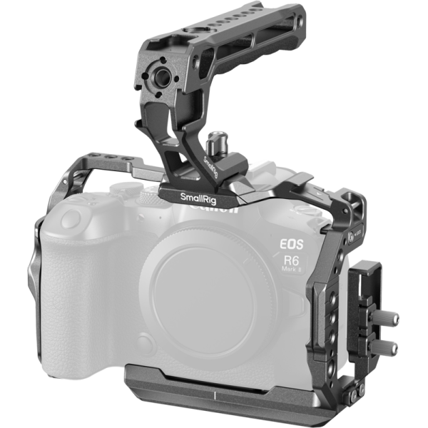 SmallRig 5197 Kit Cage pentru Canon EOS R6 Mark II, Maner Superior, Clema Cablu, Sina NATO, Filet ARRI 3/8-16