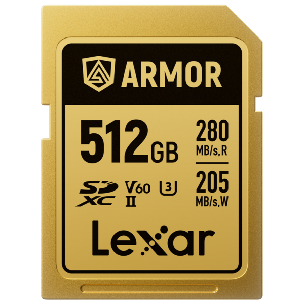 Lexar SDXC ARMOR Gold UHS-II U3, Stainless Steel, IP68 R280/W210 (V60) 512GB, Card memorie