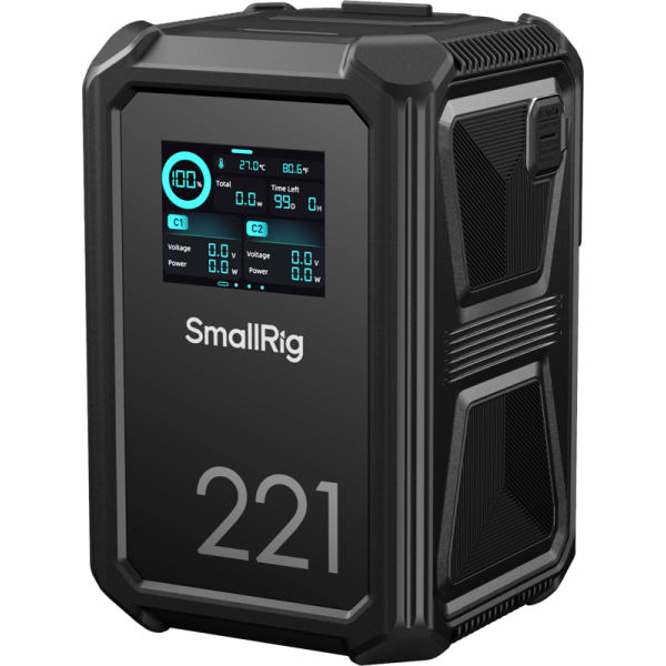 SmallRig X221 Baterie V-Mount, Ecran Touchscreen 2.0 inch, 221Wh, Incarcare Rapida 140W, IP54, Rezistenta 1.5m