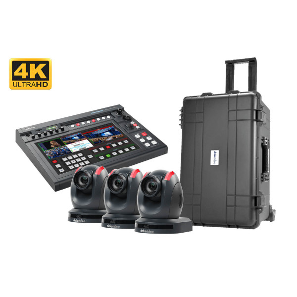 Datavideo BDL-1607 Studio Video Mobil, 3x Camere PTZ 4K, Mixer Video cu Touchscreen, Streaming Integrat, Control Camere, Geanta