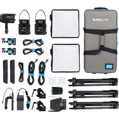 Avatar-Shop|Kit 3 Lumini Nanlite: 2 x PavoSlim 60B, 1x Forza 60B II, Bi-Color 2700K-6500K, Lentila Fresnel, Stative si Geanta Troller|Nanlite