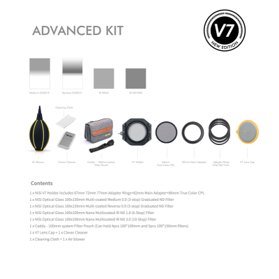 Avatar Shop|NiSi Advanced Kit 100mm System V7, Suport Aluminiu, CPL True Color 86mm, ND64 6 Stop, ND1000 10 Stop, GND8 3 Stop|NISI