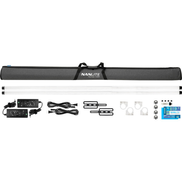 Nanlite PavoTube II 60XR Kit 2 Tuburi LED RGBWW, Pixel Control, 2700K-12000K, CRMX LumenRadio, DMX, 244cm, Baterie Integrata