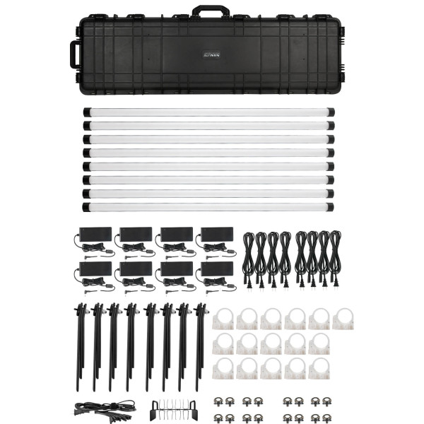 Nanlite PavoTube II 30XR Kit 8 Tuburi LED RGBWW, 115cm, Pixel Control, 2700K-12000K, CRMX LumenRadio, Baterie Integrata
