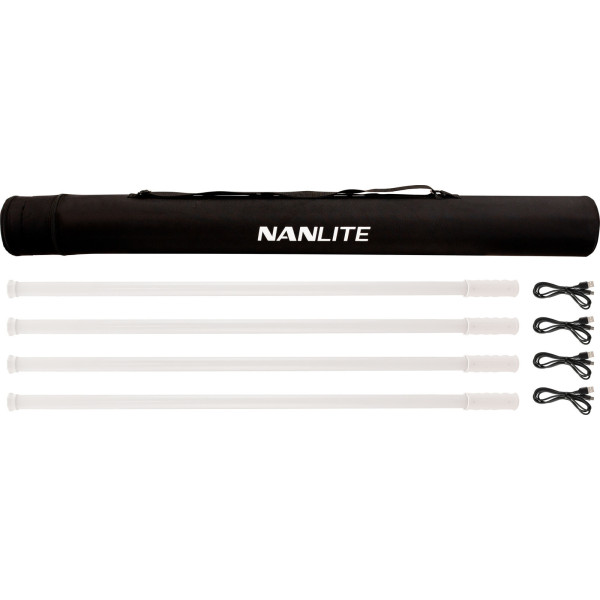 Nanlite PavoTube T8-7X Kit 4 Tuburi LED RGBWW, 1m, Pixel Control, 2700K-7500K, CRI 96, Baterie Integrata, Control App si DMX