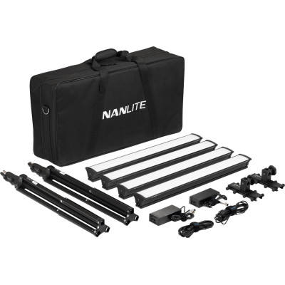 Avatar-Shop|Nanlite LG-E60 Studio Kit 4 Lumini LED, Bi-Color 5600K, CRI 97, Design imbinabil, Alimentare AC si baterii 18650, Geanta inclusa|Nanlite