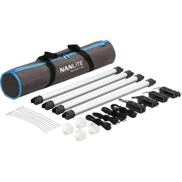 Nanlite PavoTube II 15C Kit 4 Tuburi LED RGBWW, 77cm, 2700K-7500K, G/M ±150, Bluetooth, DMX, USB-C PD, Baterie Integrata