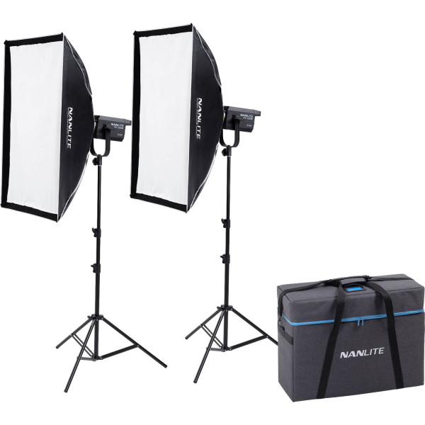 Nanlite FS-200B Studio Kit 2 Lumini LED Bi-Color, 220W, 2700K-6500K, 29490 Lux, Include 2 Stative, Reflectoare si Accesorii