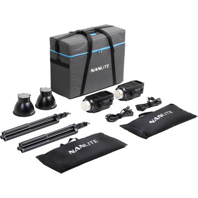 Avatar-Shop|Nanlite FS-150B Kit 2 Lumini Bi-Color, 175W, 2700K-6500K, 26300 Lux, Include 2 Softbox-uri, 2 Stative si Geanta de Transport|Nanlite