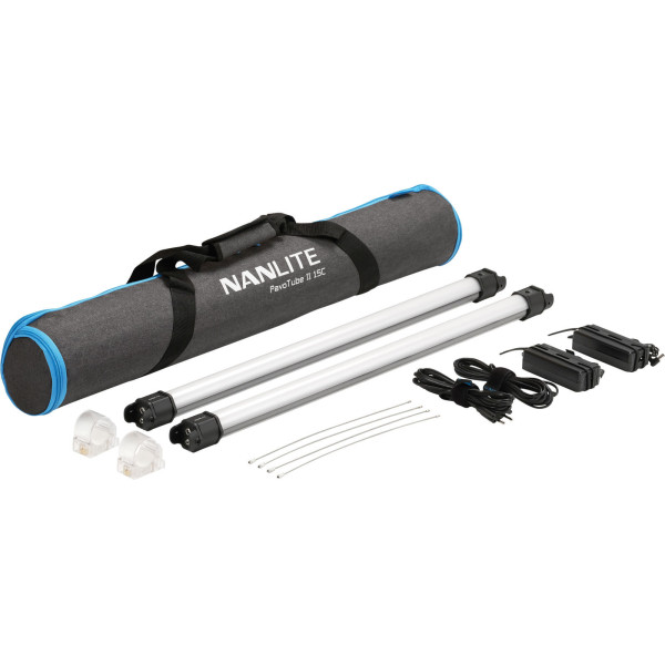 Nanlite PavoTube II 15C Kit 2 Tuburi LED RGBWW, 77 cm, 30W, 2700K-7500K, G/M Adjust, Baterie integrata, Incarcare USB-C PD