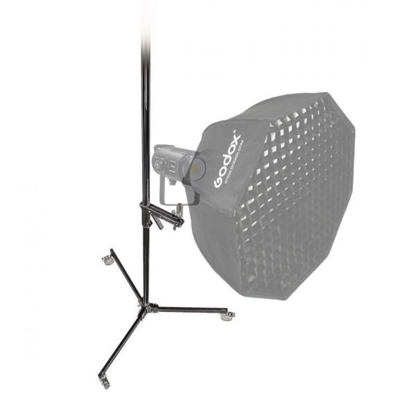 Manfrotto 231B Stativ Negru cu Brat Culisabil, Inaltime Maxima 250 cm, Baza pe Roti, Aluminiu, Greutate Suportata 8 kg