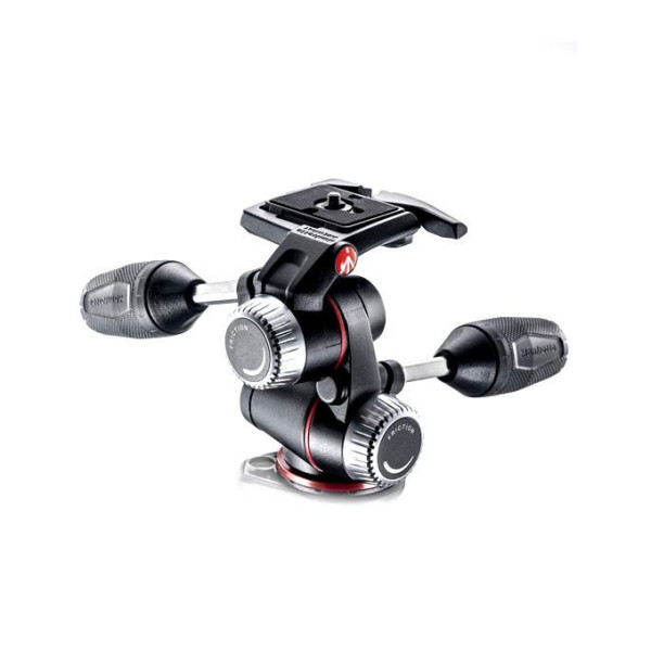 Manfrotto X-PRO Cap Trepied Foto 3-Way, Manere Retractabile, Sarcina 8 kg, 3 Bule de Nivel, Aluminiu si Magnesium