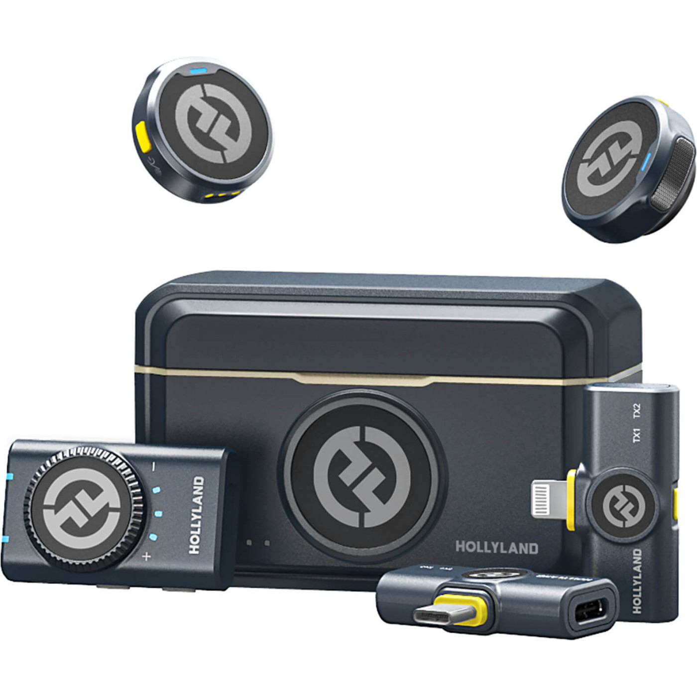 Hollyland Lark M2 Combo Set lavaliere wireless, Omnidirectional, Noise Cancellation, USB-C, Lightning, ShineCharcoal