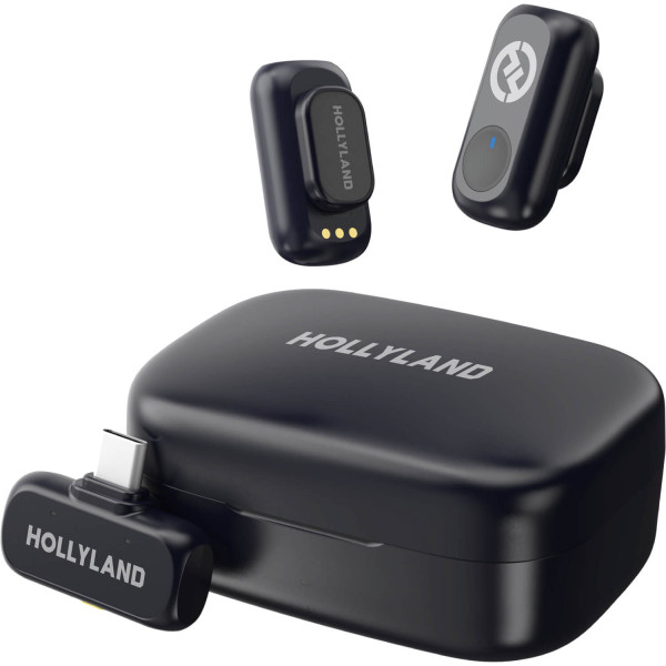 Hollyland LARK A1 Duo Lavaliere wireless, Omnidirectional, RX, Charging case, USB-C, Autonomie 9 ore, Space Gray