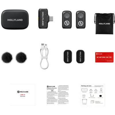 pachet complet hollyland lark a1 duo usb-c kit vlogging