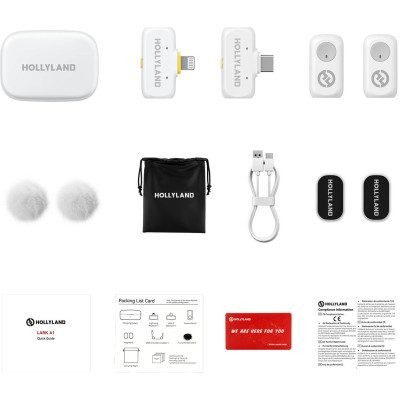 pachet complet hollyland lark a1 combo white accesorii vlogging