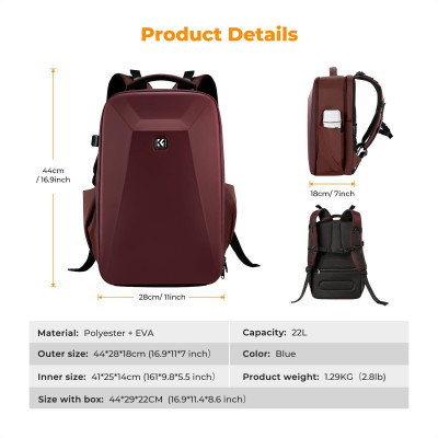 Avatar-Shop|K&F CONCEPT Backpack 22L Nature Wander 10 (red), Rucsac foto|K&F Concept