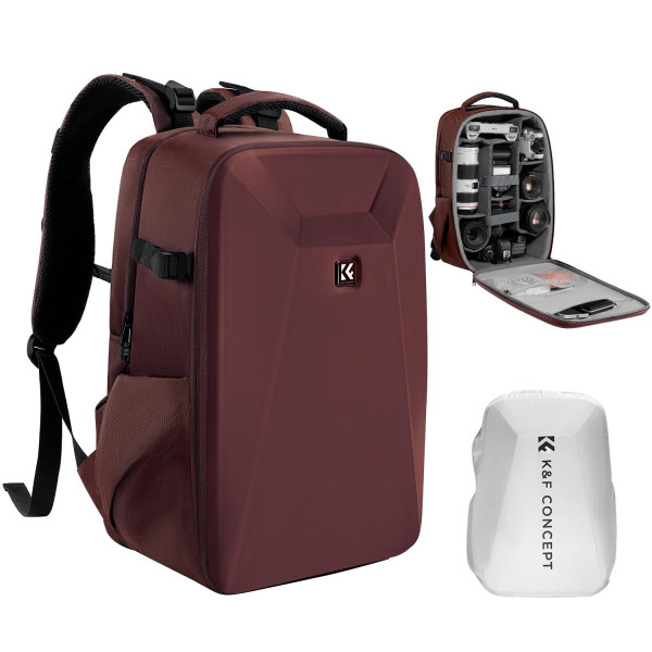 K&F Concept Nature Wander 10 Rucsac Foto 22L, Hardshell, Compartiment Laptop 15.6", Protectie EVA, Rezistent la Apa, Rosu