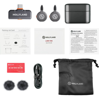 pachet complet hollyland lark m2s duo space gray kit lavaliere