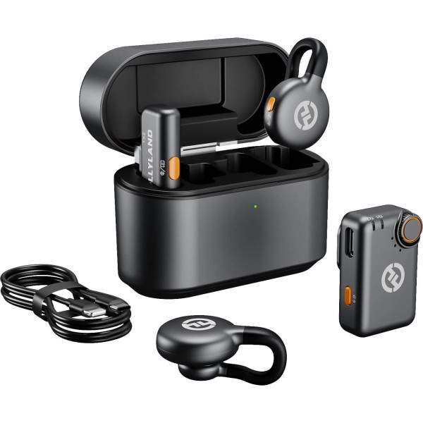 Hollyland LARK M2S Combo Lavaliere wireless, 24-bit, Anulare Zgomot, USB-C, Lightning, Autonomie 30h, Compacte 7g, Space Gray