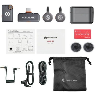 Avatar Shop|Hollyland LARK M2S Combo Lavaliere wireless, 24-bit, Anulare Zgomot, USB-C, Lightning, Autonomie 30h, Compacte 7g, Space Gray|HOLLYLAND