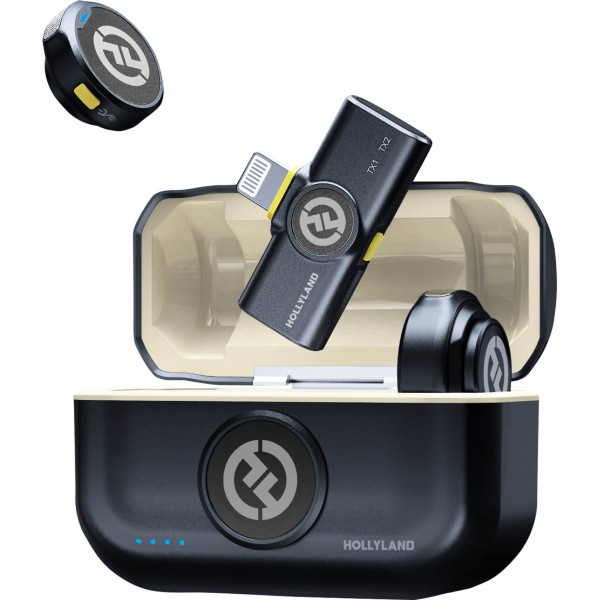 Hollyland Lark M2 Lightning Lavaliere Wireless pentru iPhone, Omnidirectional, Noise Cancellation, Shine Charcoal