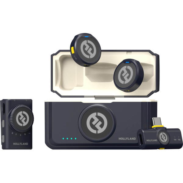 Hollyland Lark M2 Mini Combo Lavaliere Wireless, 48kHz/24-bit, Autonomie 40 h, Raza 300 m, Receptoare Camera si USB-C